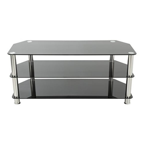 AVF Transitional Steel and Glass TV Stand for up to 50" TVs in Black/Chrome