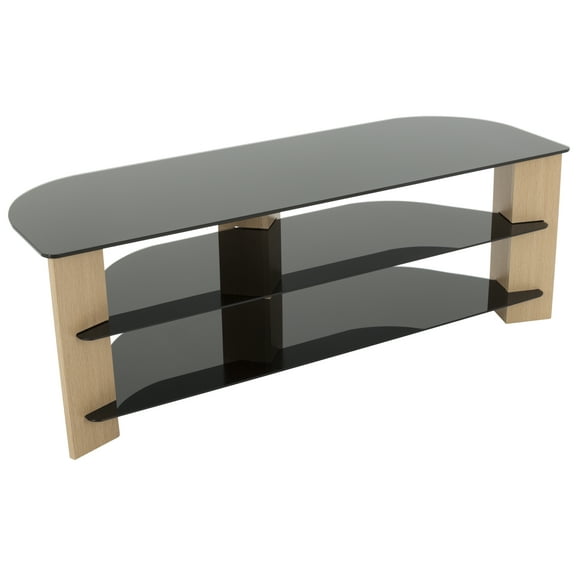 AVF Wood Varano TV Stand with Glass Shelves for TVs up to 65" in Oak/Black