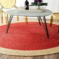 thumbnail image 1 of AVG Hand Braided Round Rugs Farmhouse Rugs for Living Area Rug for Bedroom, Kitchen, Living Room, Indoor Outdoor Rug Carpet 2" Square Feet (24x24 Inch) (Red+Beige Border), 1 of 3