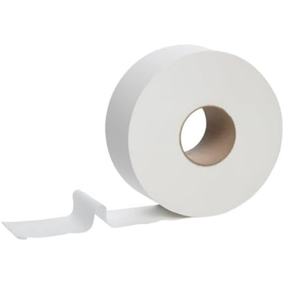 AVG- Jumbo JRT Bath Tissue 2- Ply White Tissue Paper for Dispenser- 12 Rolls per Pack