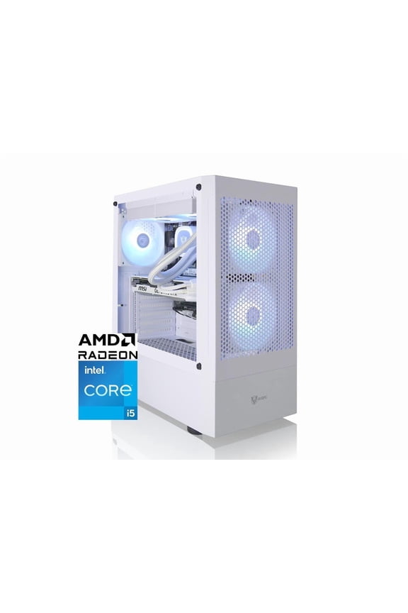 AVGPC Max Series Gaming PC - Intel Core i5-12600KF Unlocked, AMD RX 9060 XT GPU, 32GB RAM, 1TB M.2 NVMe SSD, 240mm Liquid CPU Cooler, ARGB Fans, Wifi/AC, MAX ATX Case, Windows 11 White