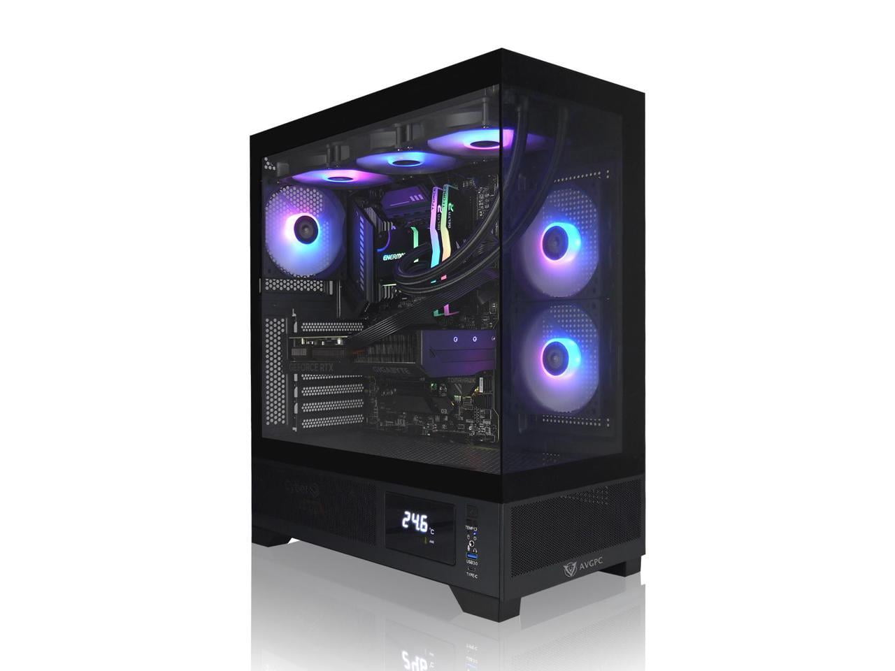 AVGPC Whirlwind Gaming PC AMD Ryzen 7 9700X Zen5, NVIDIA GeForce RTX 5070 Ti, 32GB 6000MHz DDR5, 2TB NVME M.2 SSD, 360MM AIO Liquid Cooling, WiFi/AC, Tempered Glass Case Black, Windows 11 Home