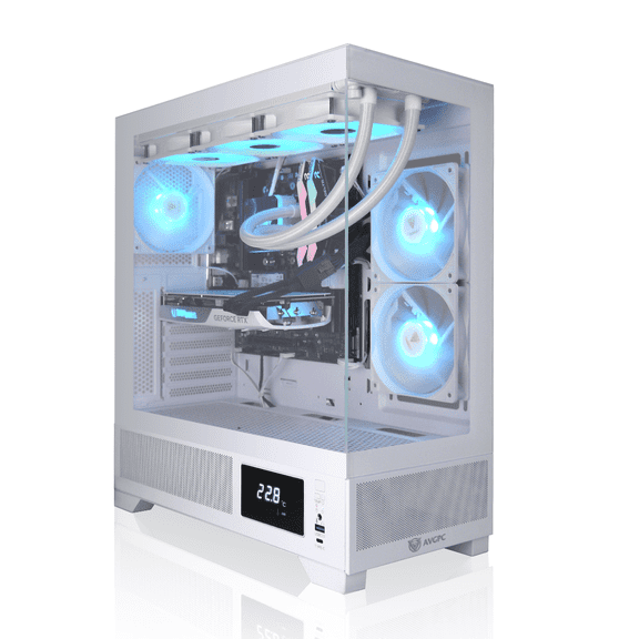 AVGPC Whirlwind Gaming PC Intel Core Ultra 9 285K, Nvidia RTX 5080, 32GB 6000MHz DDR5, 2TB NVME M.2 SSD, 360MM AIO Liquid Cooling, WiFi/AC, Tempered Glass Case White, Windows 11 Home White
