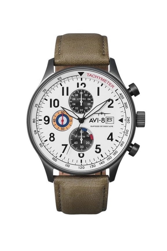 Hawker Hurricane Classic Chronograph Ivory Grayscale White Dial Quartz AV-4011-0B Men's Watch