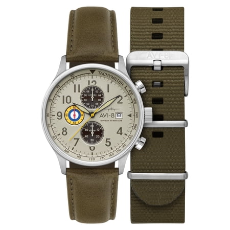 AVI-8 Hawker Hurricane Classic Stainless Steel 43.5mm Japanese Quartz Wristwatch AV-4011-1B
