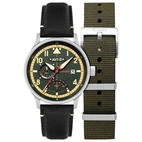 AVI-8 Hawker Hurricane McKellar Stainless Steel 44mm Japanese Quartz Wristwatch AV-4101-0A