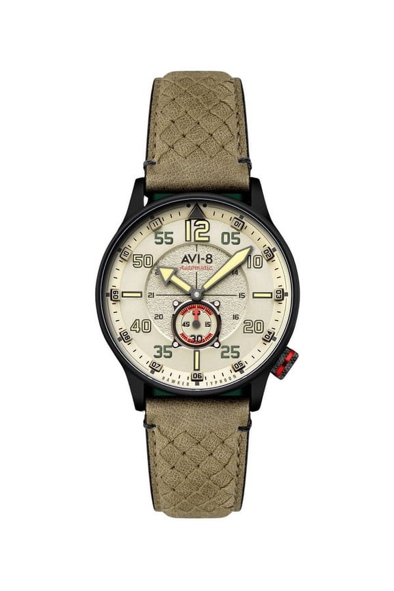 Hawker Typhoon Baldwin Automatic Leather Strap Dark Khaki Dial AV-4119-04 Men's Watch