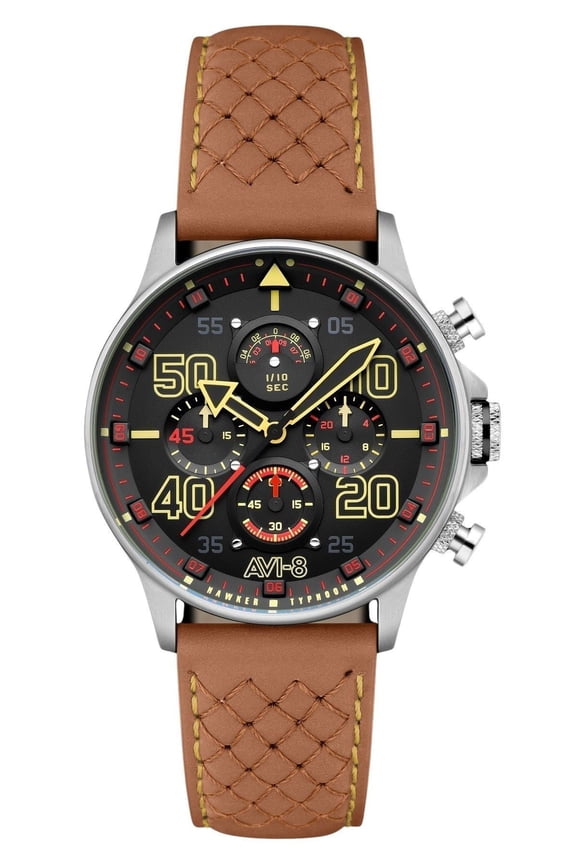 Hawker Typhoon Coningham Chronograph Baldwin Leather Strap Black Dial Quartz AV-4093-0B Men's Watch