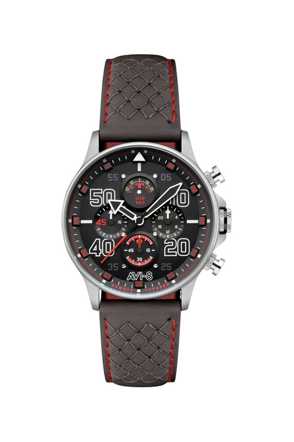 Hawker Typhoon Coningham Chronograph Leather Strap Black Dial Quartz AV-4093-0A Men's Watch