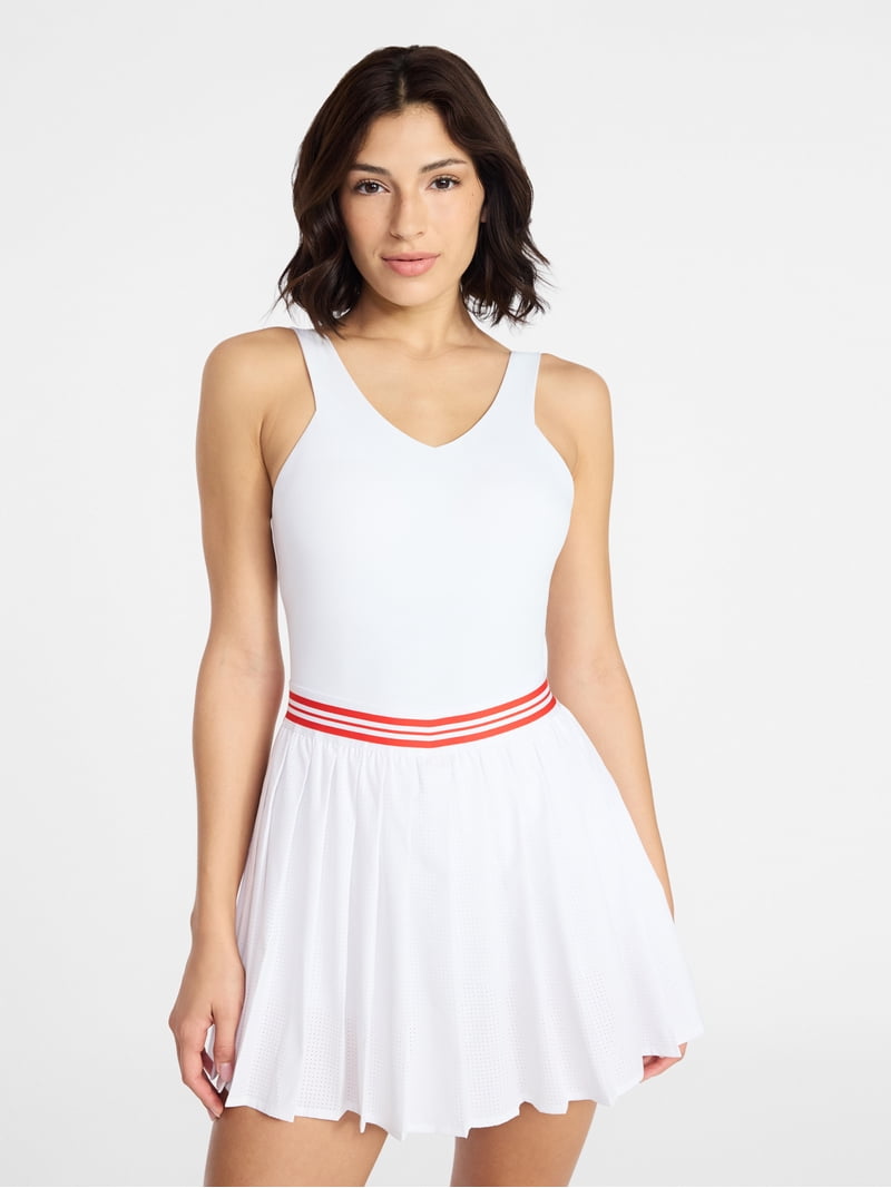 white pleated tennis dress Lululemon Pleated Open-Knit Tennis Dress - White