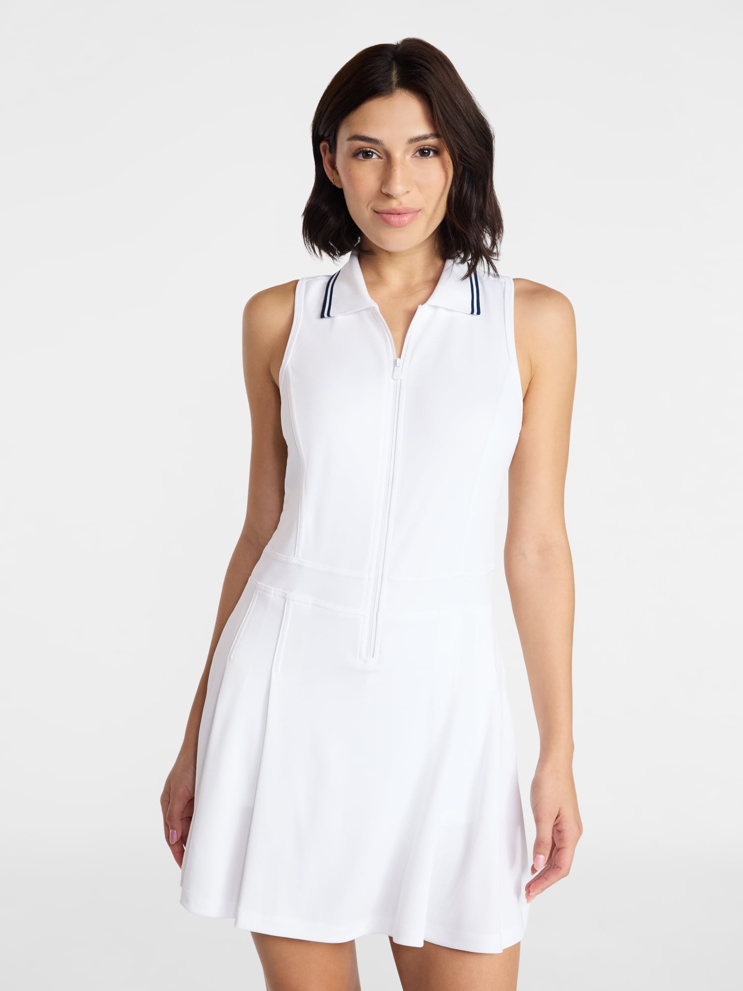 dress with white tights Winter White Metallic Tweed Drop Torso Dress 8