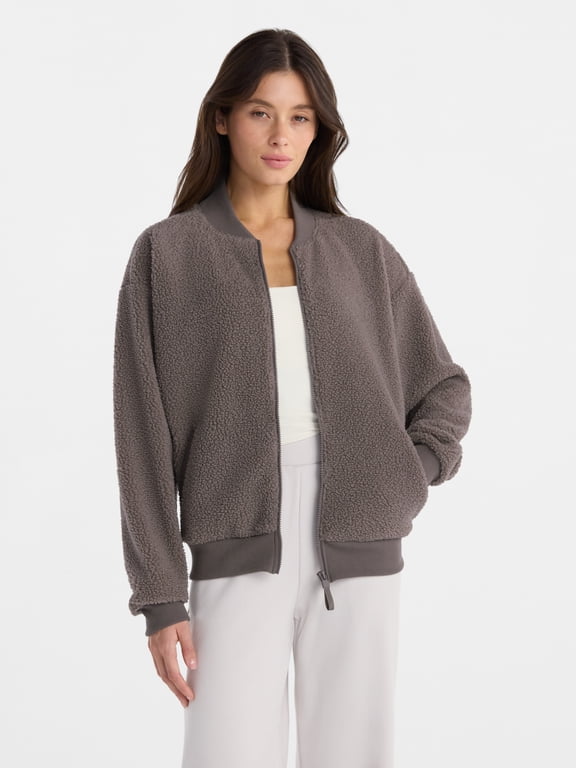 Women's High Pile Bomber Jacket, Size XS-XXXL