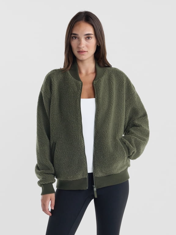 Women's High Pile Bomber Jacket, Size XS-XXXL