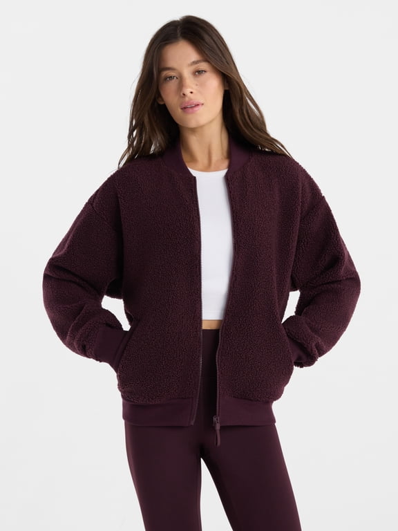 Women's High Pile Bomber Jacket, Size XS-XXXL