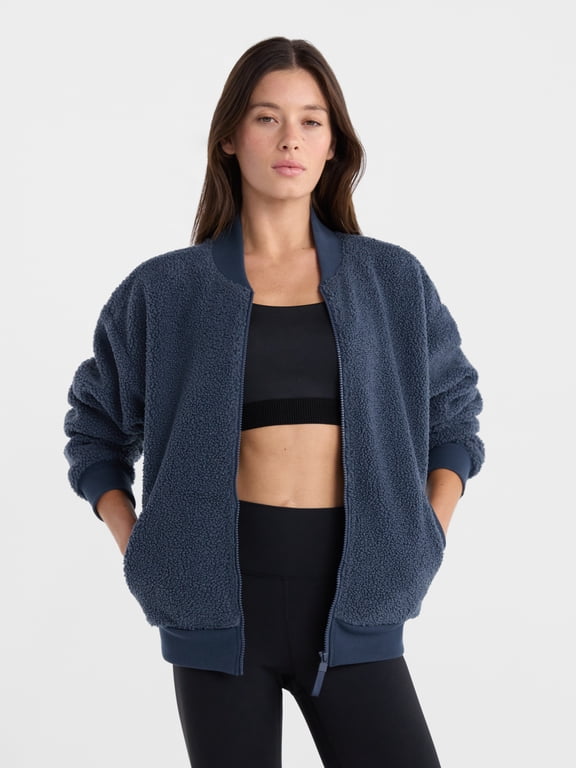 Women's High Pile Bomber Jacket, Size XS-XXXL