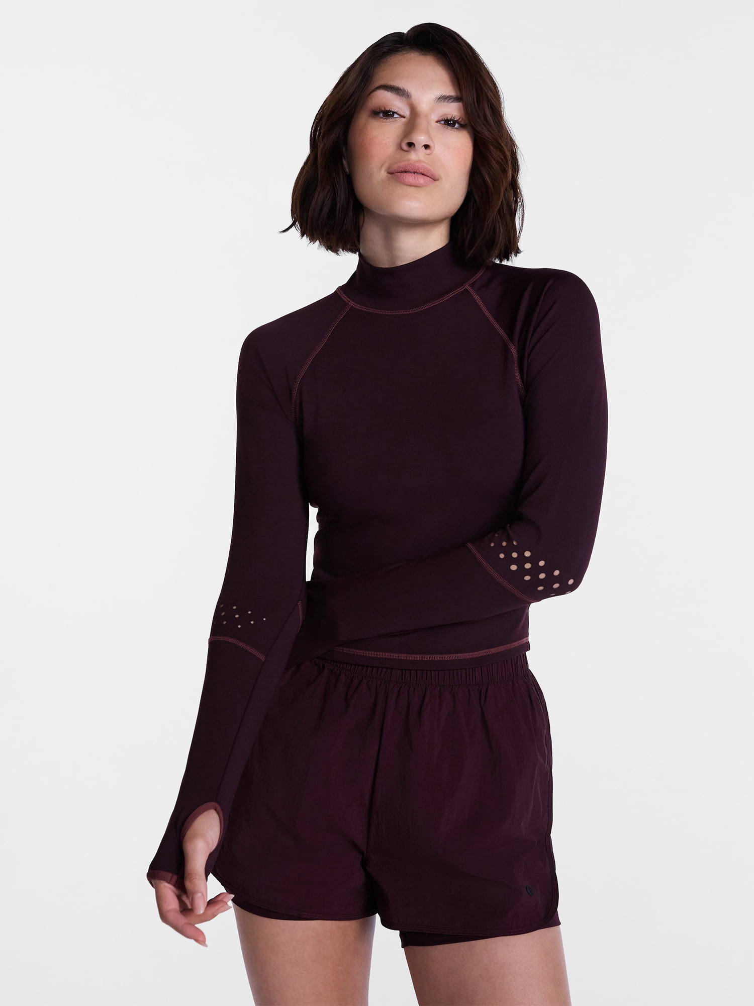 Avia Women’s Mock Neck Run Top with Long Sleeves, Sizes XS-XXXL