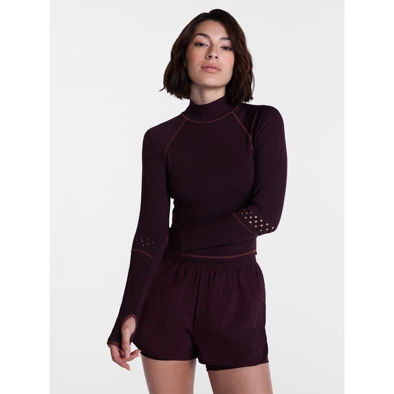 Avia Women’s Mock Neck Run Top with Long Sleeves, Sizes XS-XXXL