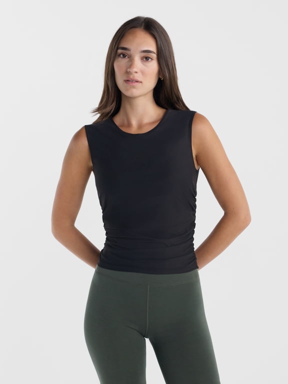 Women's Ruched Mesh Tank Top, Sizes XS-XXXL