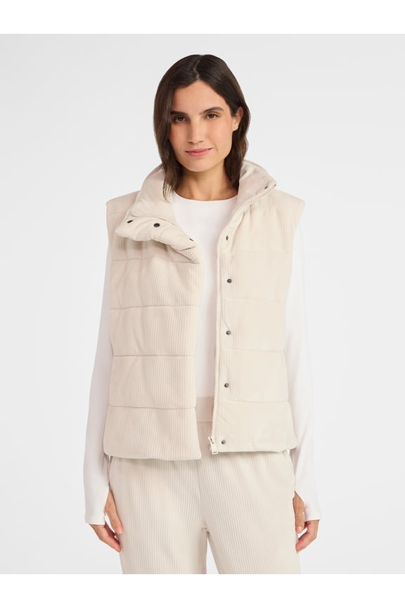 Women's and Women's Plus Velour Ribbed Vest, Sizes XS-4X