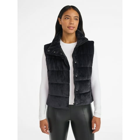Women's and Women's Plus Velour Ribbed Vest, Sizes XS-4X