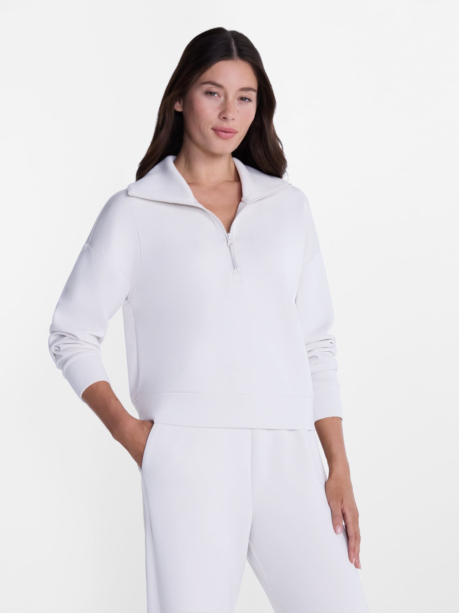 Avia Women's and Women's Plus Quarter-Zip ScubaKnit Pullover, Sizes XS-4X
