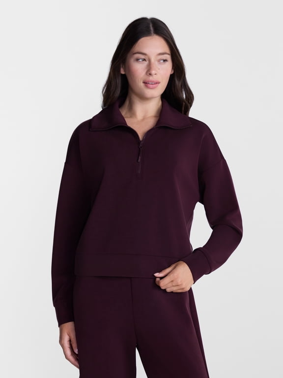 Women's and Women's Plus Quarter-Zip ScubaKnit Pullover, Sizes XS-4X