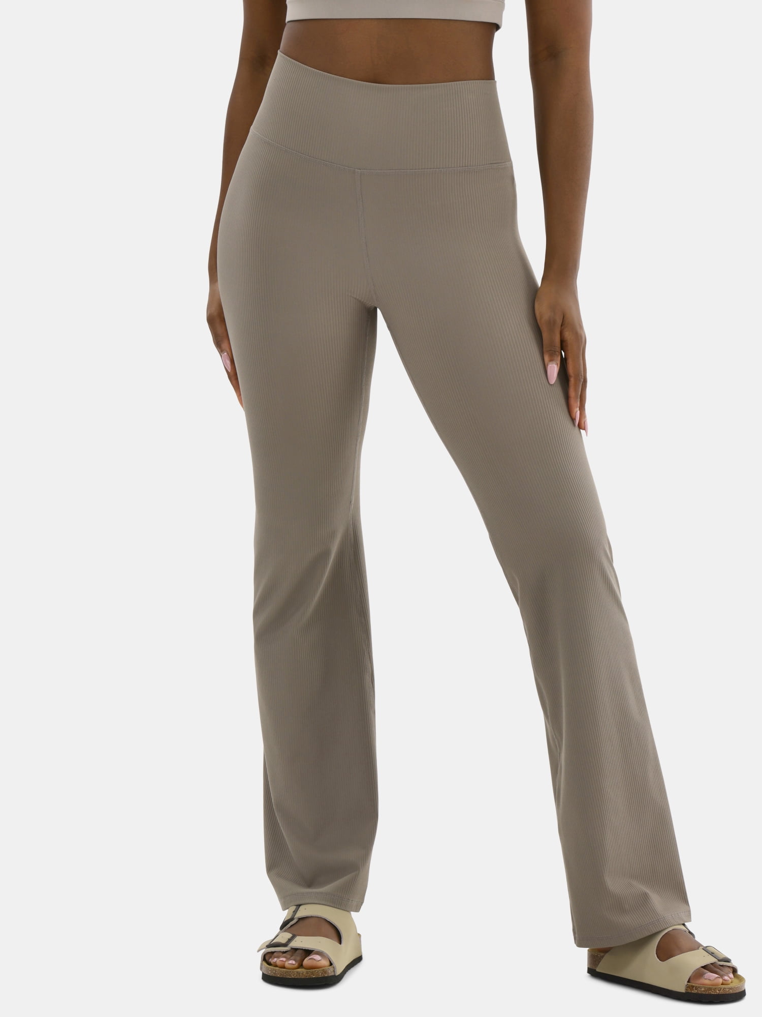 Avia Women's Ribbed SoftSculpt Flare Active Leggings with UPF 50, 31.5" Inseam, Sizes XS-XXXL