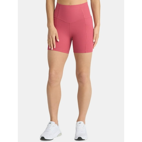 Avia Women's and Women's Plus Ribbed SoftSculpt Bike Shorts, Sizes XS-4X