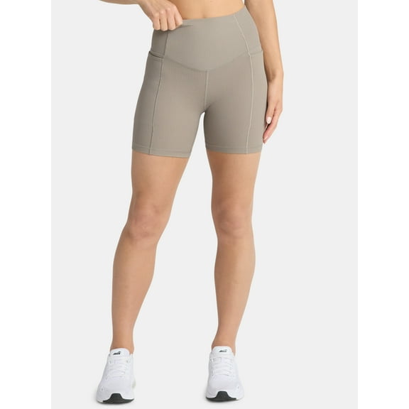 Avia Women's and Women's Plus Ribbed SoftSculpt Bike Shorts, Sizes XS-4X