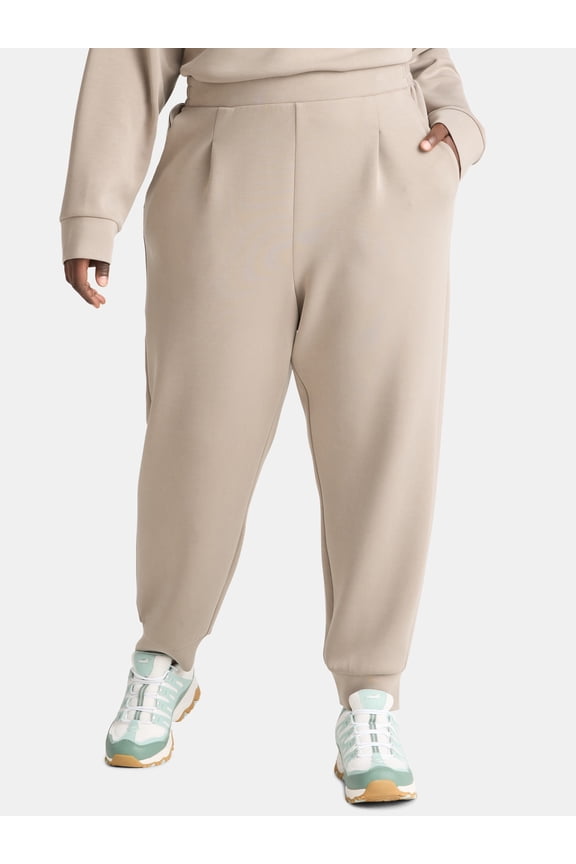 Women's and Women's Plus ScubaKnit Pleat Joggers with Pockets, Size XS-4X
