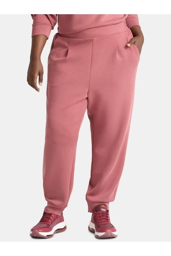 Women's and Women's Plus ScubaKnit Pleat Joggers with Pockets, Size XS-4X