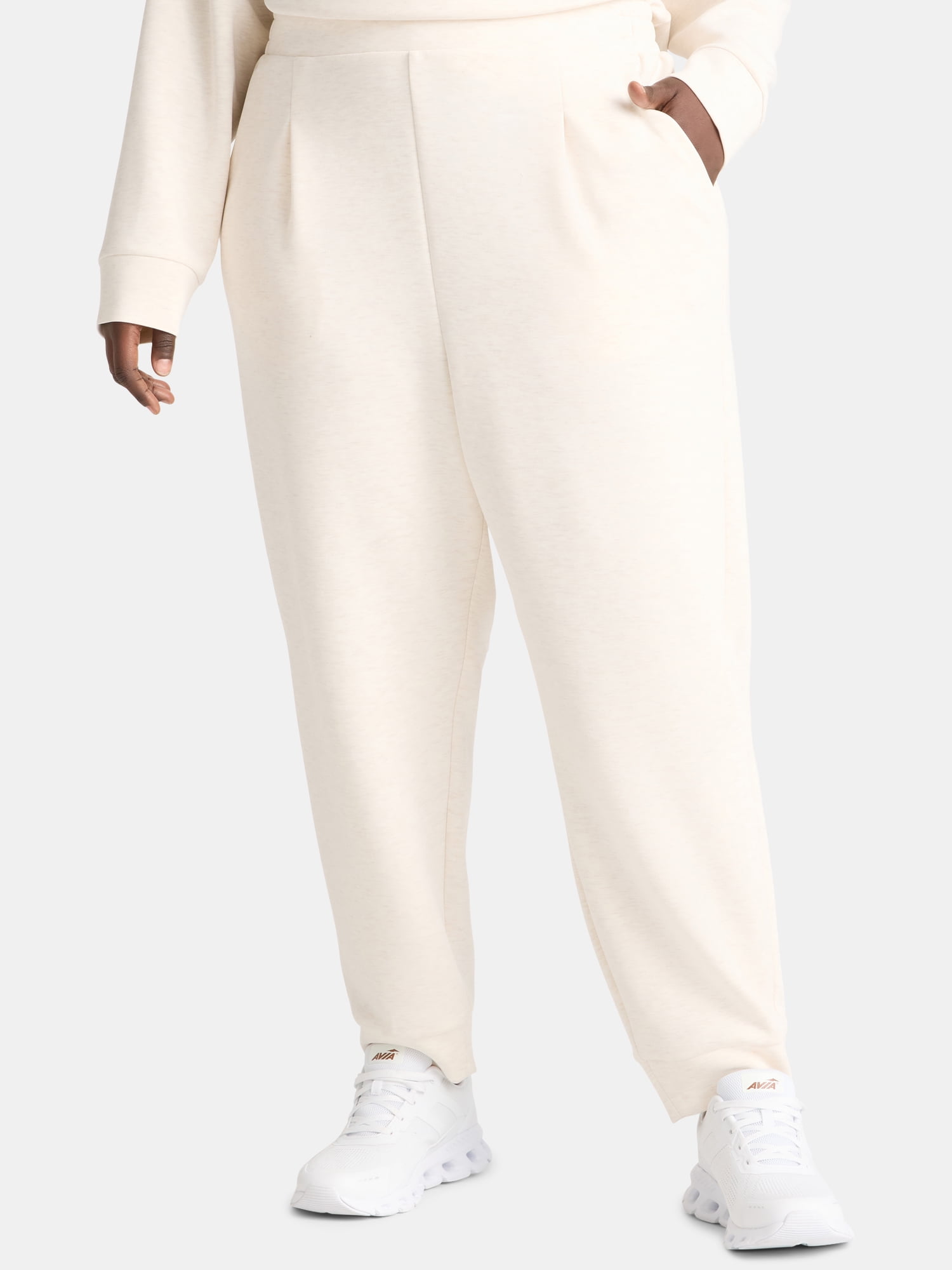 Avia Women's and Women's Plus ScubaKnit Pleat Joggers with Pockets, Size XS-4X