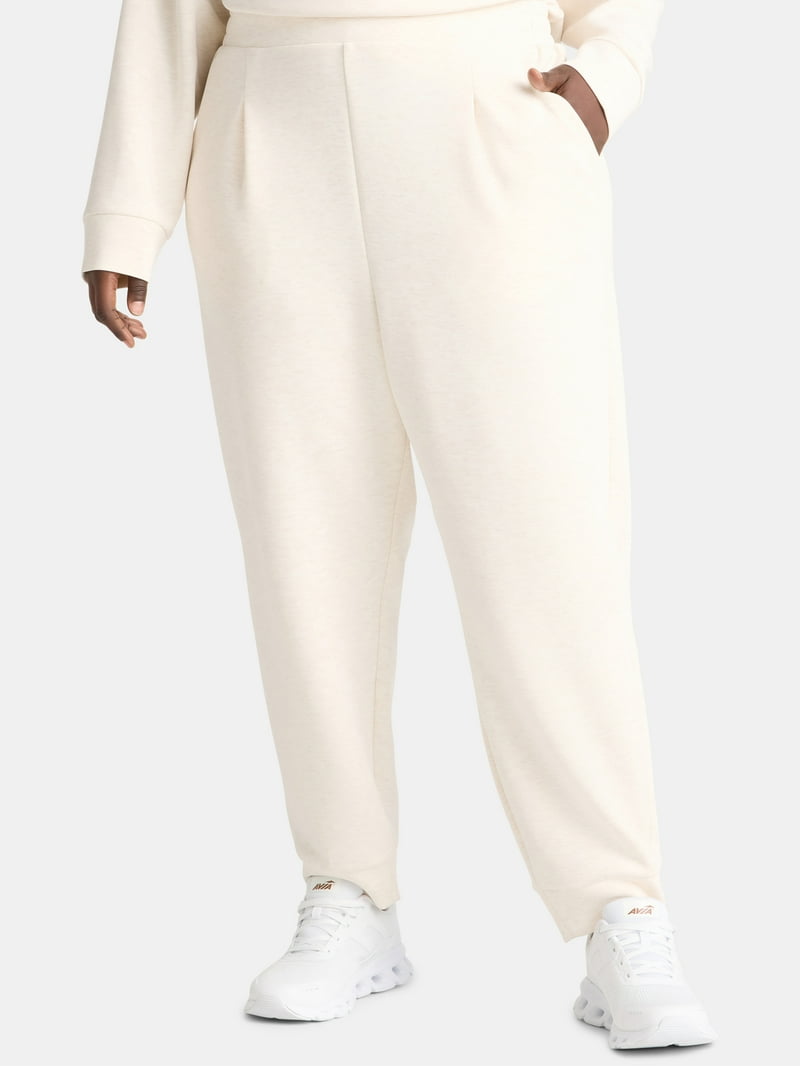 Avia Women's Scuba Knit Pleat Joggers with Pockets, Size XS-4X