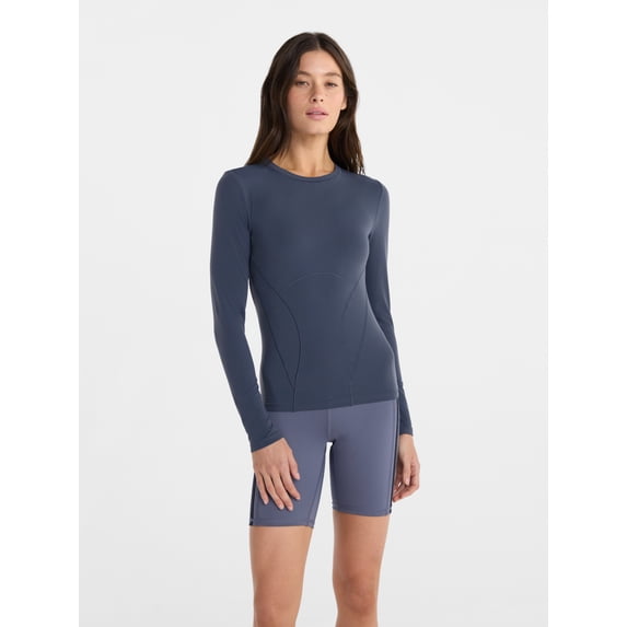 Avia Women's and Women's Plus Brushed Performance Top with Long Sleeves, Sizes XS-4X