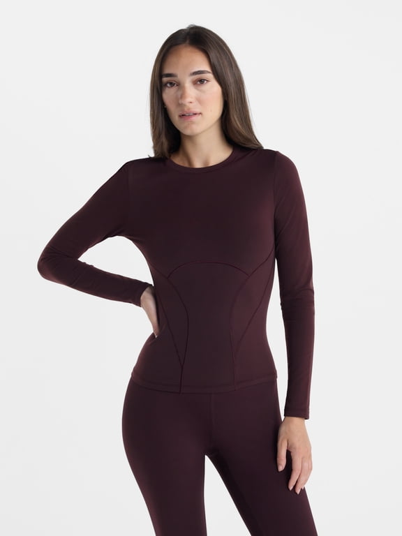 Women's Brushed Performance Top with Long Sleeves, Sizes XS-XXXL