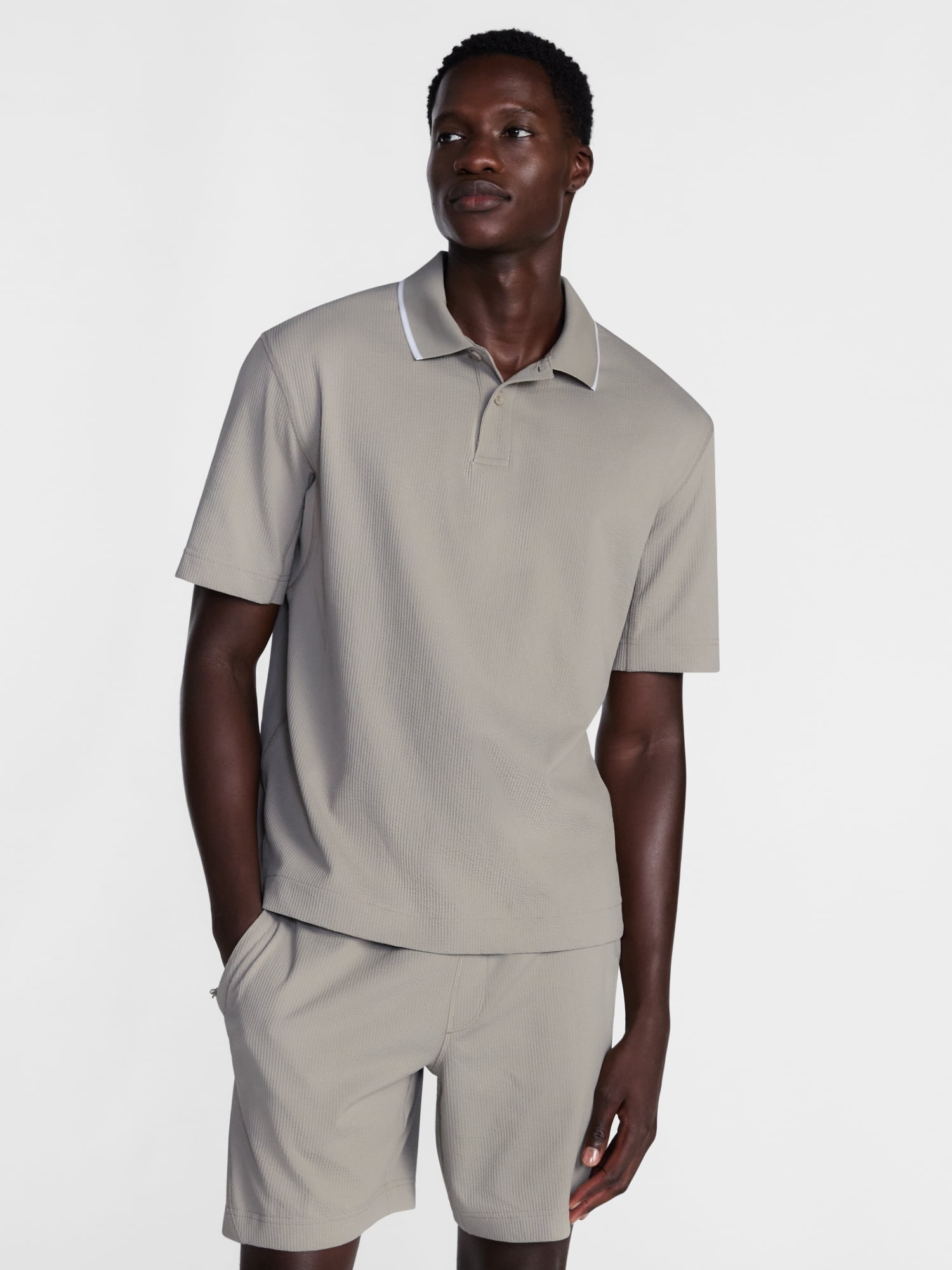 Avia Men's and Big Men's Seersucker Polo Shirt, Sizes XS-4XLT