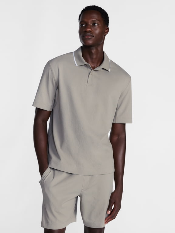 Men's and Big Men's Seersucker Polo Shirt, Sizes XS-4XLT