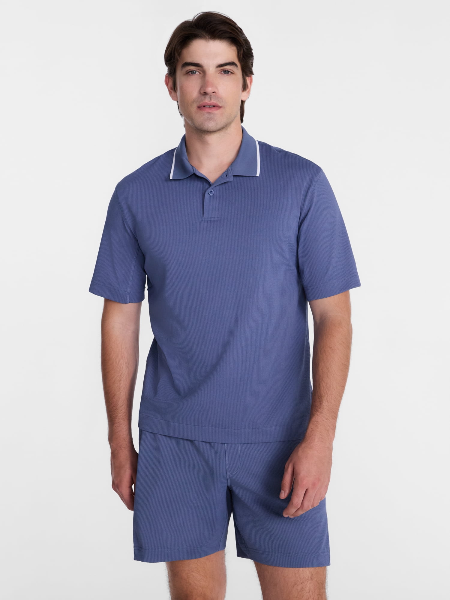 Avia Men's and Big Men's Seersucker Polo Shirt, Sizes XS-4XLT