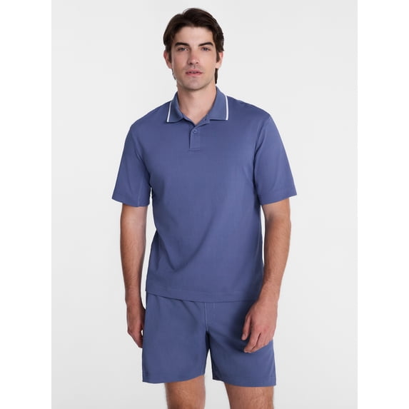 Avia Men's and Big Men's Seersucker Polo Shirt, Sizes XS-4XLT