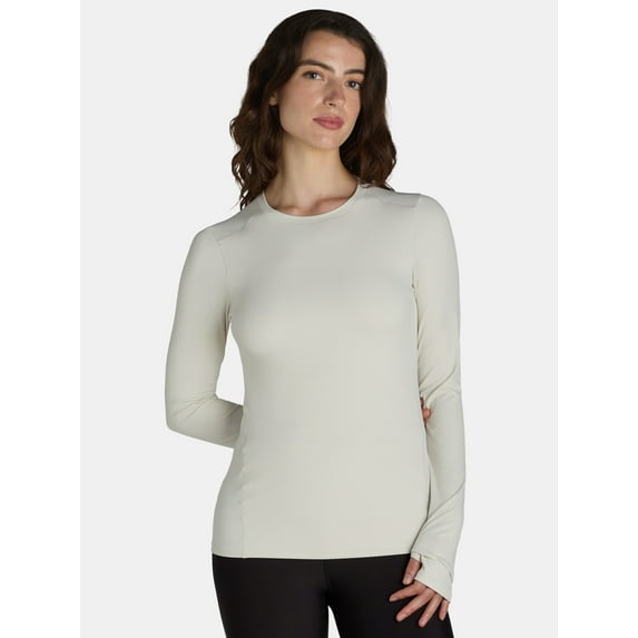 Avia Women's SoftSculpt Crewneck Tee with Long Sleeves, Sizes XS-XXXL