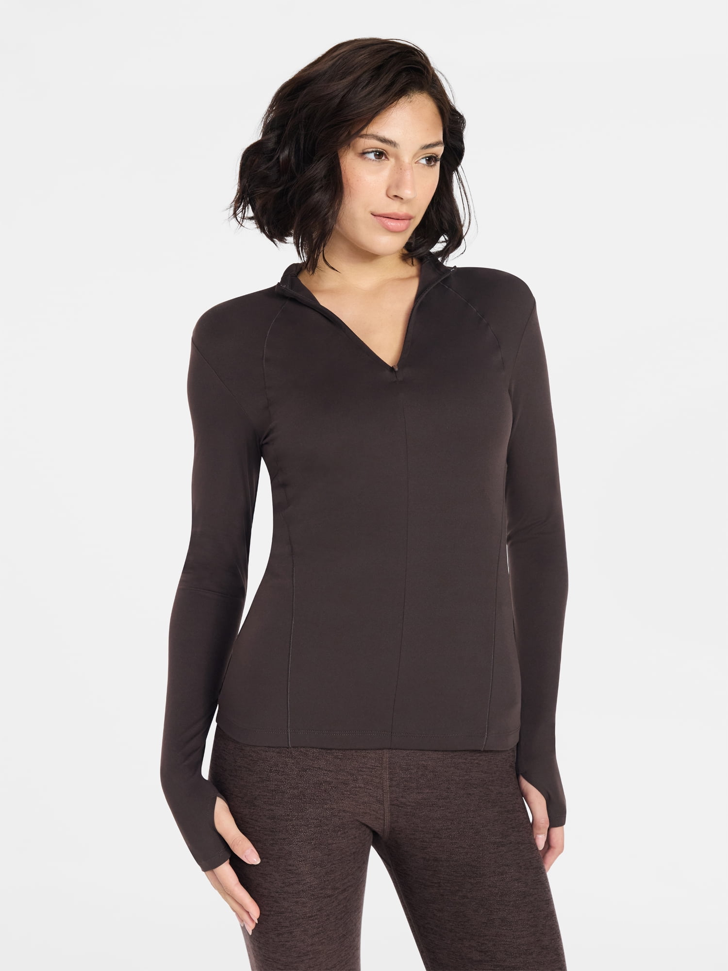 Avia Women's and Women's Plus SoftSculpt Quarter Zip Long Sleeve Top, Sizes XS-4X
