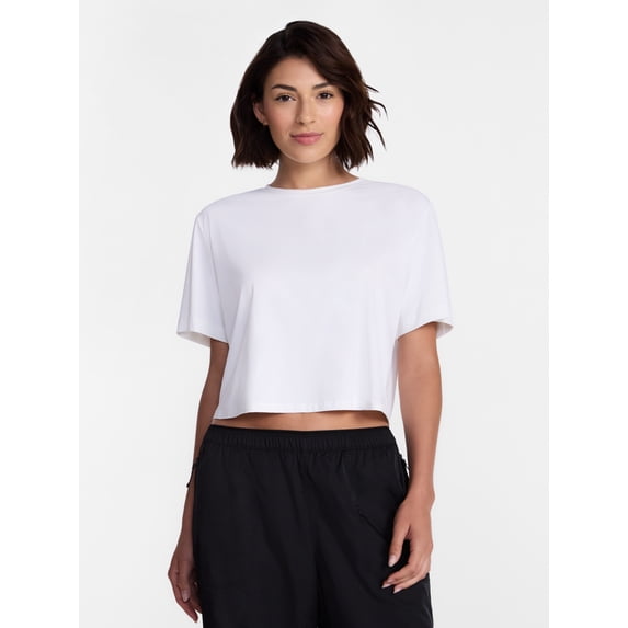 Avia Women's Cropped Boxy Tee with Short Sleeves, Sizes XS-XXXL
