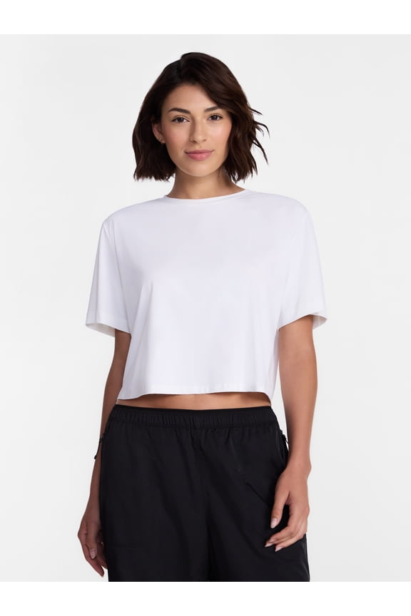Women's Cropped Boxy Tee with Short Sleeves, Sizes XS-XXXL
