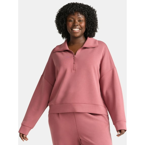 Avia Women's and Women's Plus ScubaKnit Quarter Zip Pullover, Sizes XS-4X