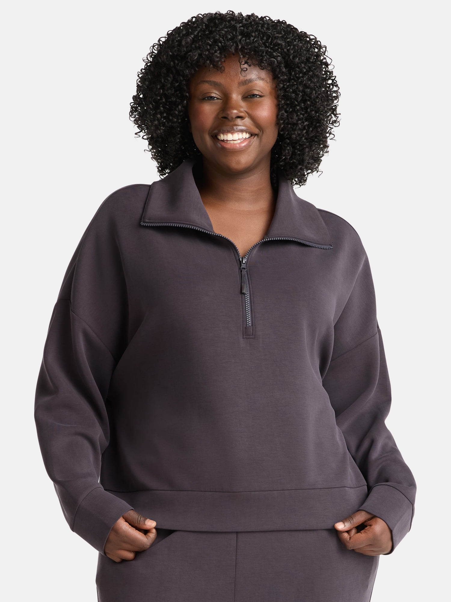 Avia Women's and Women's Plus ScubaKnit Quarter Zip Pullover