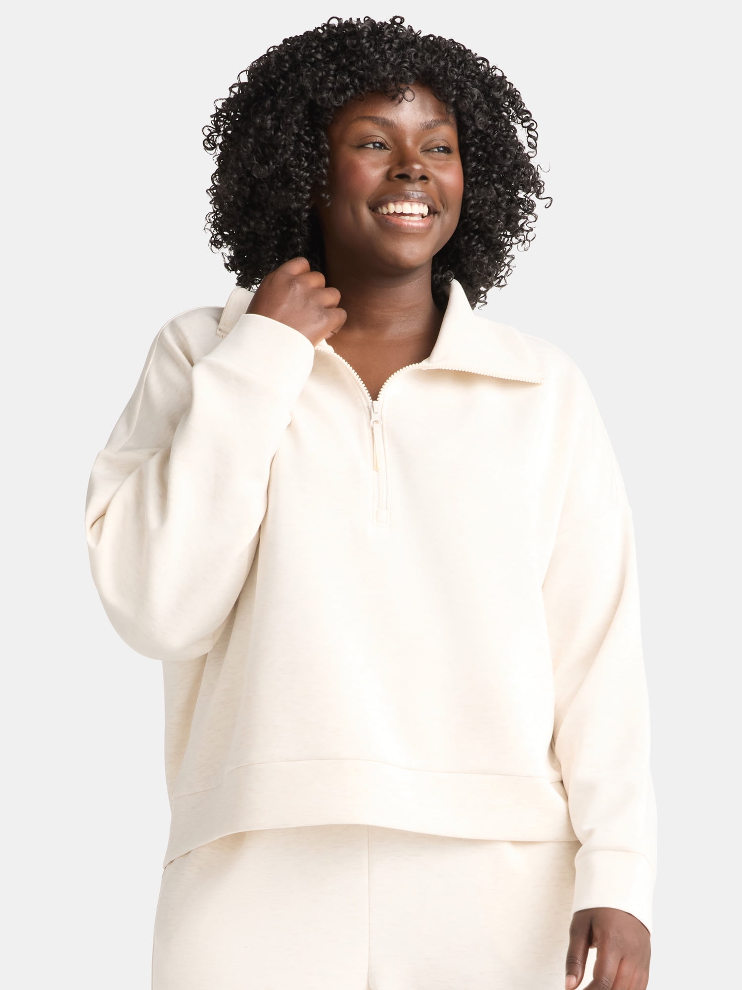 Avia Women's and Women's Plus ScubaKnit Quarter Zip Pullover