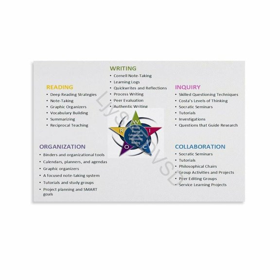 AVID Strategies Poster Cornell Notes Chart WICOR Classroom Wall Art (8) Canvas Painting Wall Art