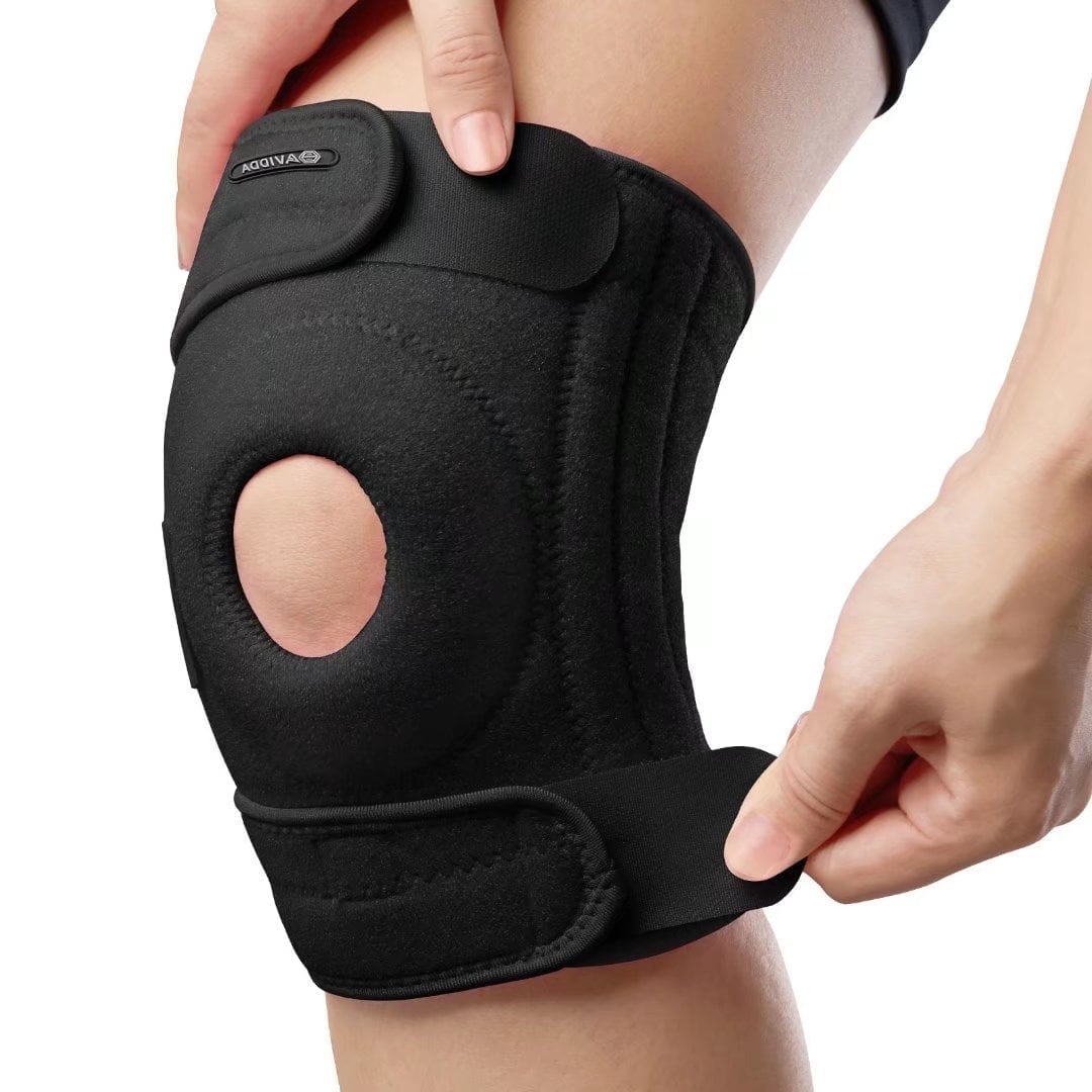 AVIDDA Adjustable Straps Knee Brace with Silicone Strip, Black