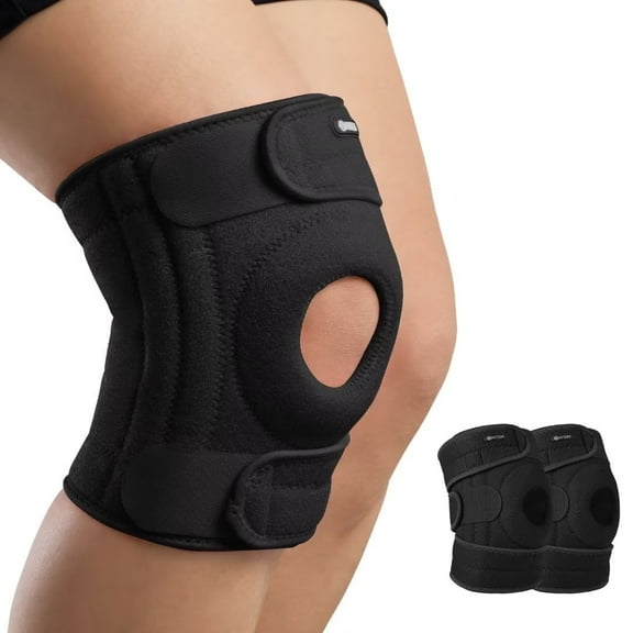 AVIDDA Adjustable Straps Knee Brace with Silicone Strip, Black