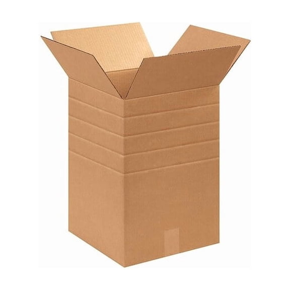 12 in x 12 in x 18 in Multi-Depth Box, Kraft, Corrugate, Single Wall, 32 ECT Pack of 25